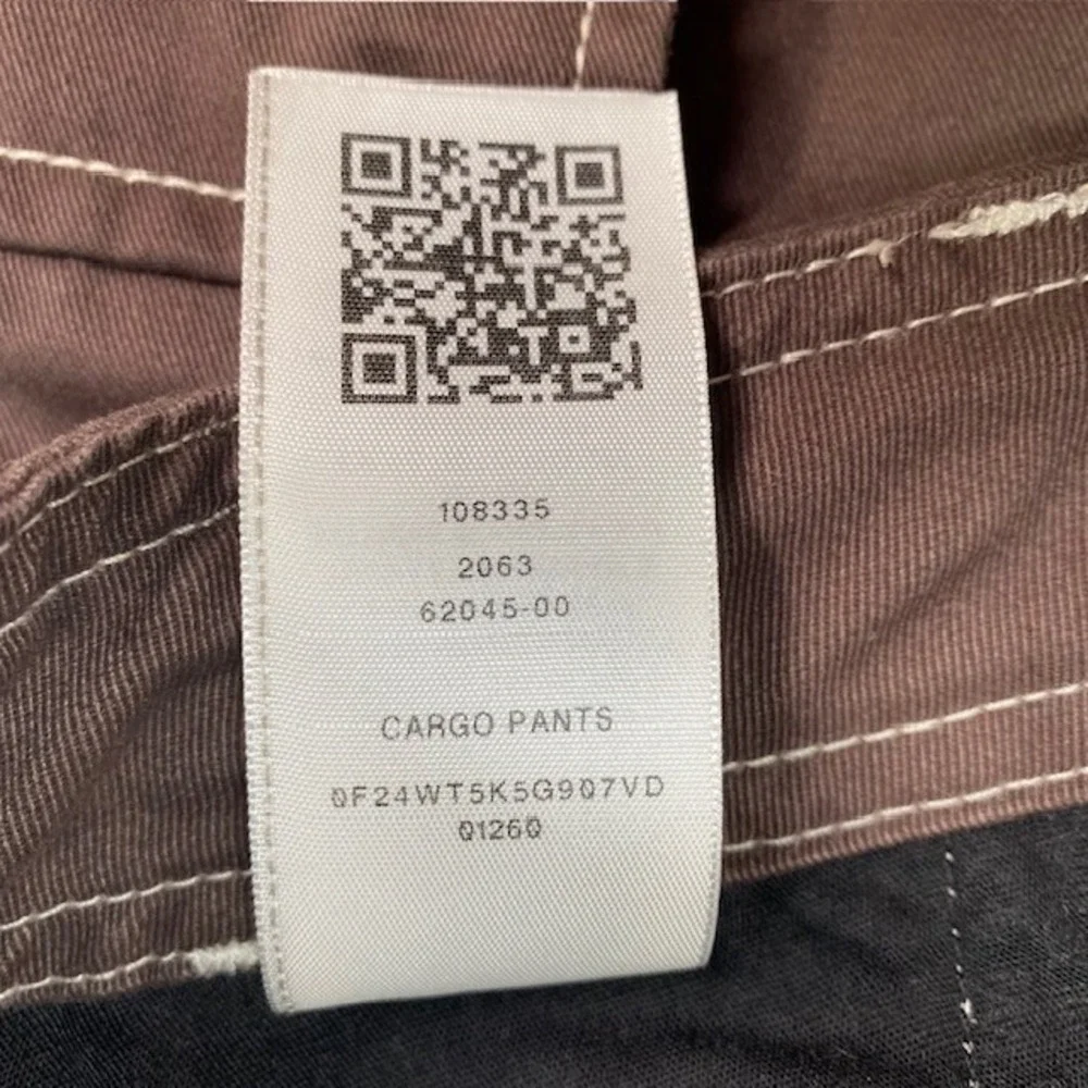 True Religion‎ Mens Brown Cargo Pants Contrast Stitch Straight Leg 32x31.5
